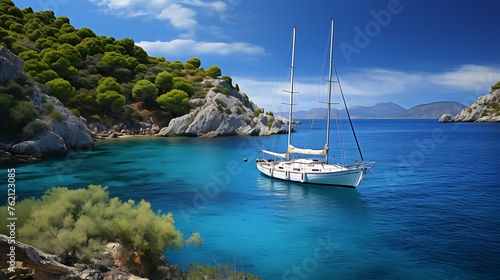 Sailing boat rest in the Mediterranean sea 