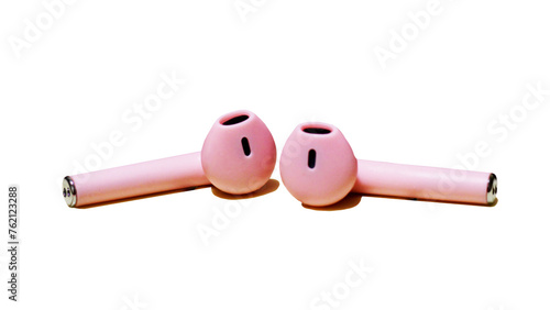 Pink wireless headphones on a white background
