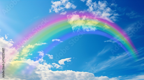  Vibrant Rainbow Across Cloudy Sky