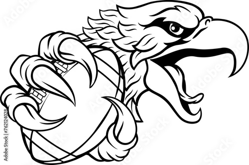 An eagle or hawk American football ball cartoon sports team mascot © Christos Georghiou