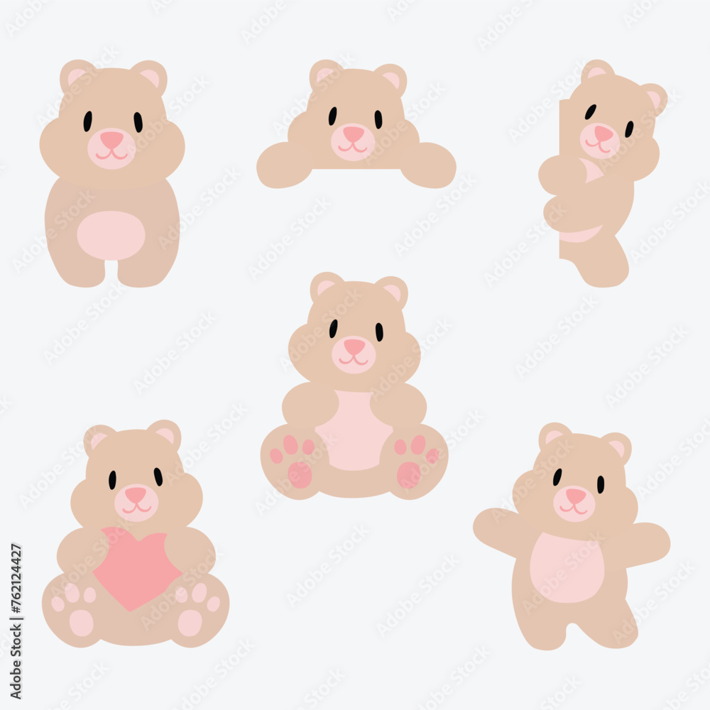 Cute brown bear collection