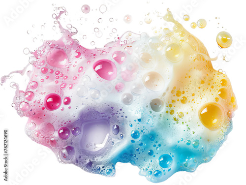 A top view of the colorful of the soap foam with pastels color bubbles