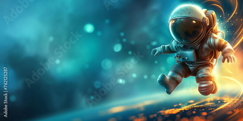 Astronaut als Cartoon Zeichnung im Weltall