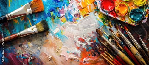 Wallpaper Mural Artist's Workspace with Painting Supplies Torontodigital.ca