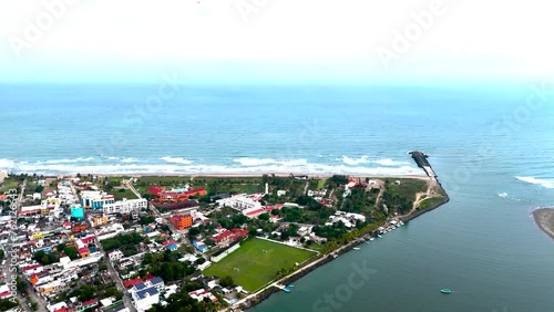 Drone shot of mexican coast line in tecolutla veracruz photo