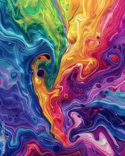 Wallpaper Mural A dynamic closeup of vibrant swirling colors creating an abstract fluid art piece with a rich spectrum of hues Torontodigital.ca