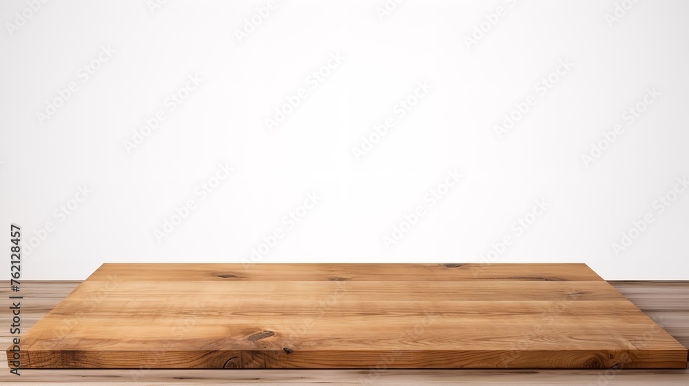 Wooden Tabletop Isolated on White Background

