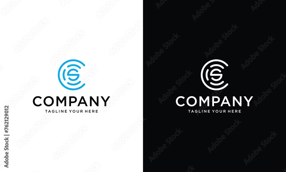 creative minimal CS logo icon design in vector format with letter C S on a black and white background.
