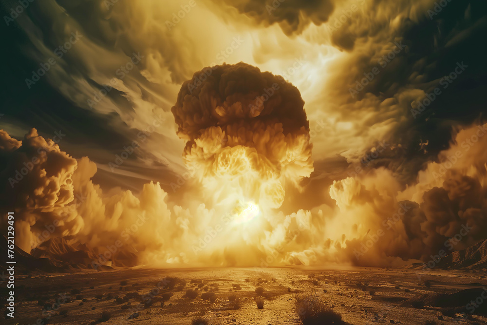 
atomic nuclear bomb explosion - obrazy, fototapety, plakaty 