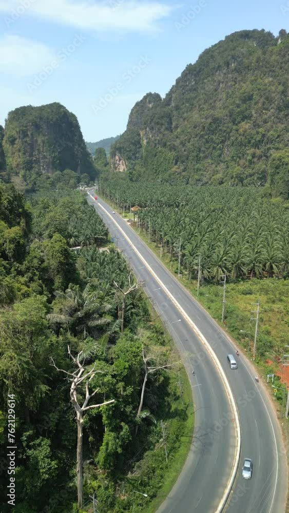 Aerial view of scenic road in Krabi Province, Thailand Aerial view of scenic road in Krabi Province, Thailand