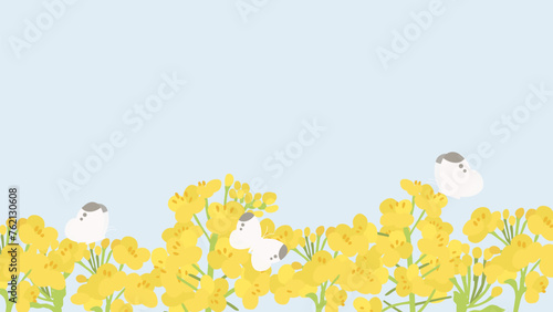 菜の花の風景のベクターイラスト