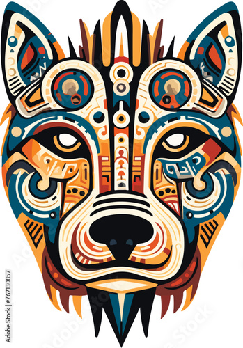 Vector ornamental ancient wolf, dog head illustration. Abstract historical mythology dog or wolf head logo. Good for print or tattoo