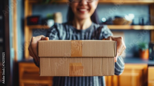 Unboxing Experience, the excitement of unboxing a newly delivered package from an online purchase, generative AI