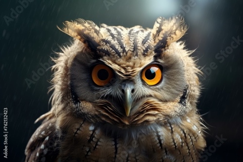 Captivating Owl portrait banner. Raptor wild. Generate Ai © juliars