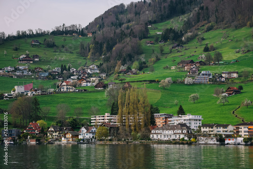 Waterview on Swiss village near Lucerne  Switzerland.
