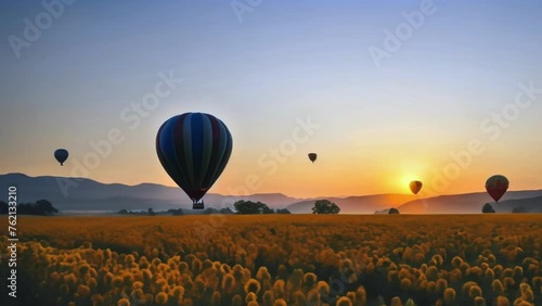 a balloon is flying at sunset, a balloon in the clouds, a lot of balloons in the sky photo