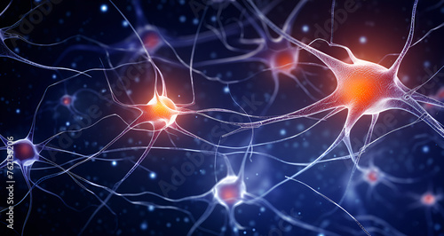Nervous system Background with neurons and synapse structures showing human brain cells chemistry Neurological Examinations