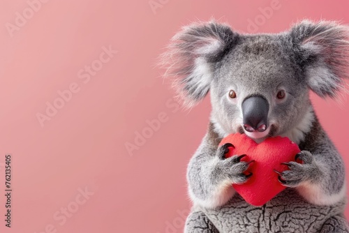 Koala Love: Heartwarming Snuggle, AI Generative 