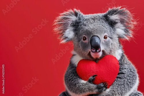 Affectionate Koala and Heart: Loveable Connection, AI Generative 