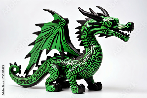 Wooden Dragon figurine. Digital illustration.