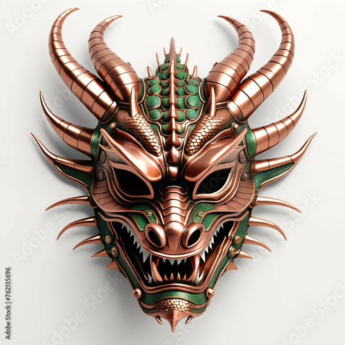 Metallic Dragon mask. Isola...