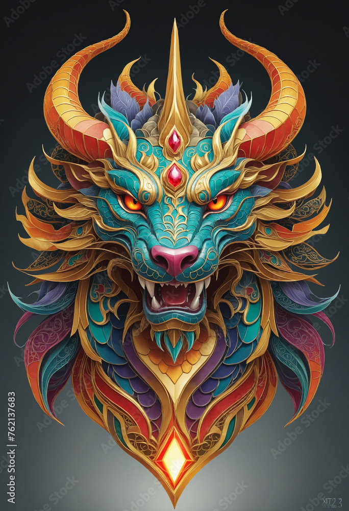 geometric dragon colorful 3d chinese dragon 