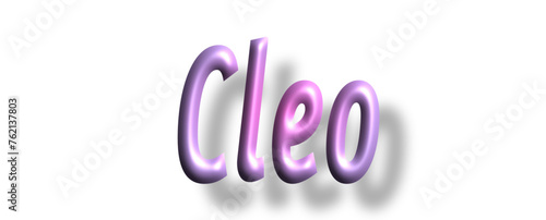 Cleo - pink color - female name - three-dimensional effect tubular writing - Vector graphics - Word for  presentations, greetings, banners, card, prints, cricut, silhouette, sublimation