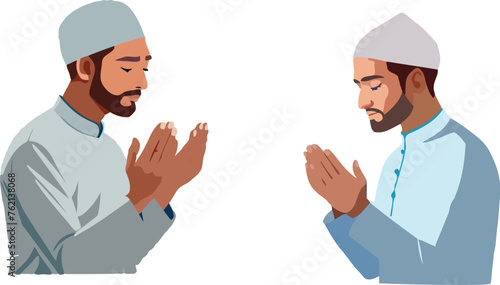 Muslim men in prayer attire illustration
