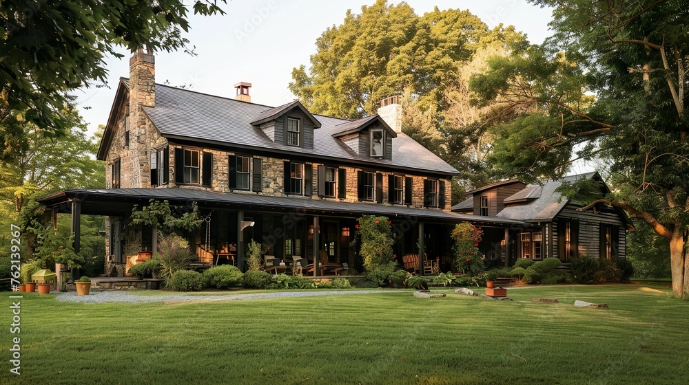 A rural farmhouse is renovated, blending old-world charm with modern comforts. A rural farmhouse is renovated, blending old-world charm with modern comforts.