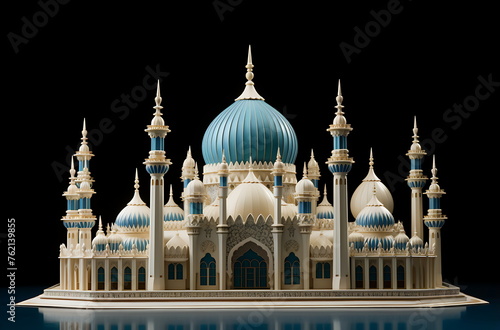 a blue and white 3d model of a mosque, generative ai