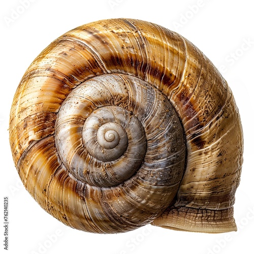 Close Common Garden Snail Shell On White Background, Illustrations Images