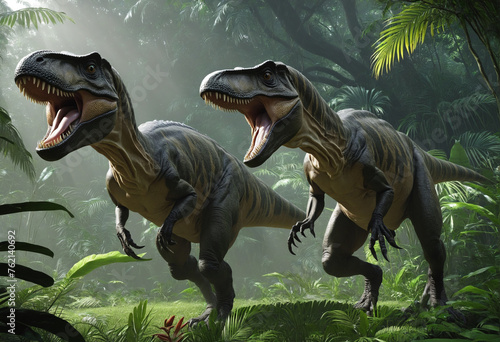 Primeval Predators  T-Rex and Velociraptor Encounter