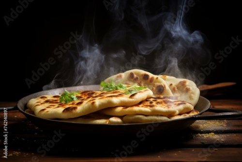 Aromatic Parantha ghee food. Chapati breakfast. Generate Ai