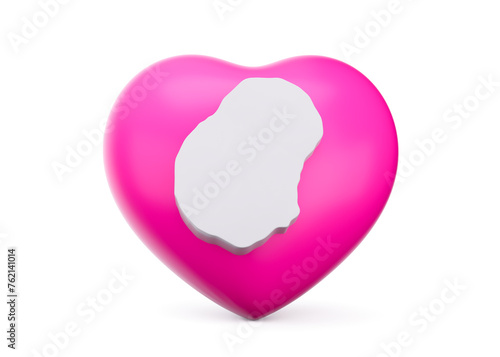 3d Pink Heart With 3d White Map Of Nauru Isolated On White Background 3d Illustration