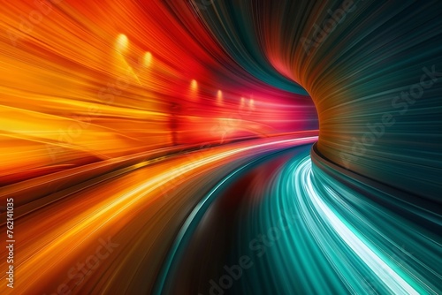 A colorful tunnel with a bright orange stripe