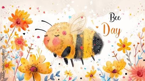 National Bee Day. Illustration with copy space. For Postcards, Banners, etc