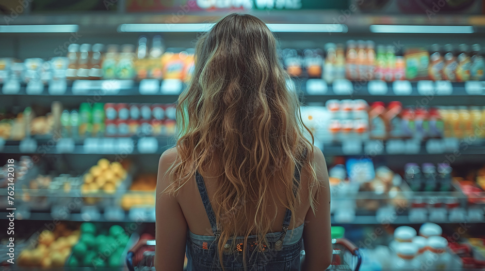 Woman choosing groceries in a supermarket