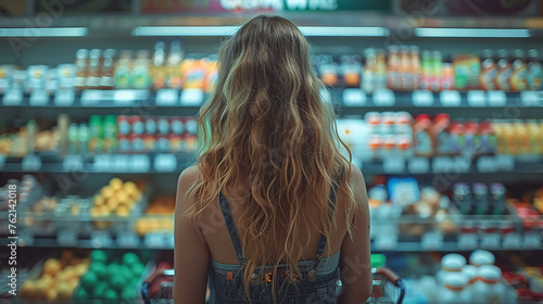 Woman choosing groceries in a supermarket
