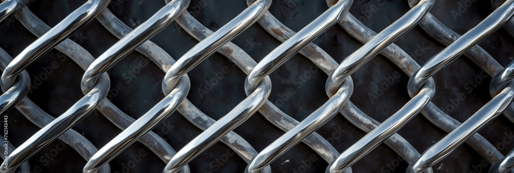 Steel chains interwoven on a dark industrial surface. Steel chains interwoven on a dark industrial surface.
