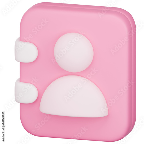 3D Icon of Pink Contacts or Address Book