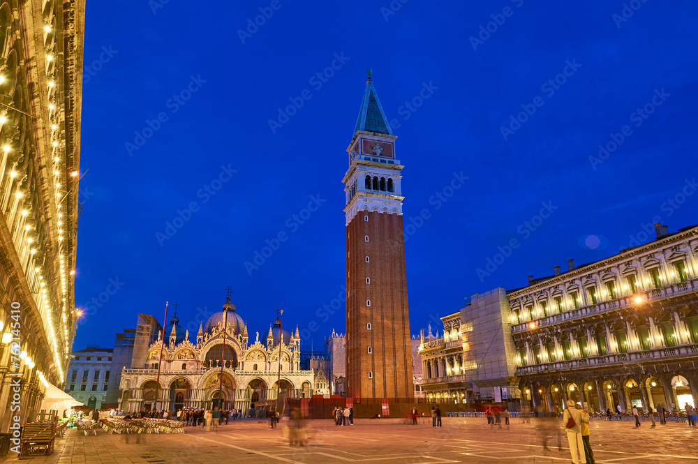 View of the San Marcos square at night, Venice