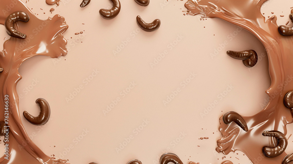 Fototapeta premium Chocolate Covered Cashews 3d Advertisement Banner Generative AI.