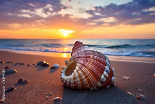 a seashell on a beach