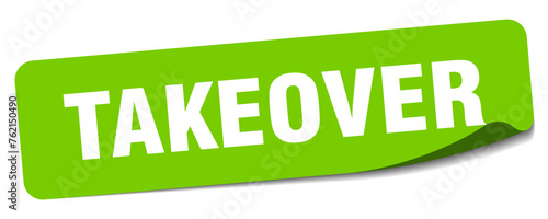 takeover sticker. takeover label