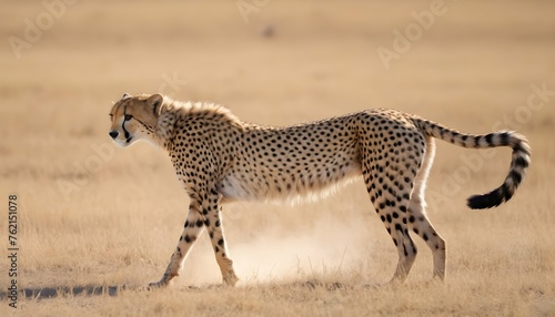 A Cheetah With Its Tail Held Straight Out Behind I © Nafisa