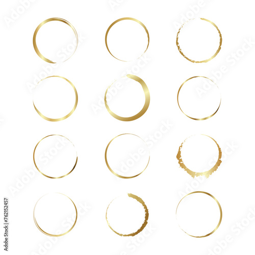 Gold circle frame. Line round, geometric