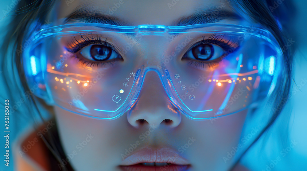 Woman Wearing Futuristic Glasses Woman Wearing Futuristic Glasses