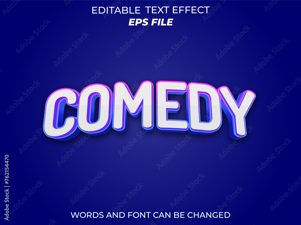 comedy text effect, font editable, typography, 3d text. vector template