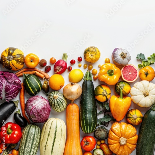 Healthy Vegetables Fruits On White Background, Illustrations Images