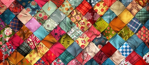 Patchwork style seamless texture of quilt design photo
